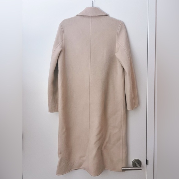 Elegant 100% Wool Beige Coat with Pearl Embellished Matching Bag - Size M - Picture 9 of 15